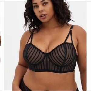Torrid unlined black striped bralette